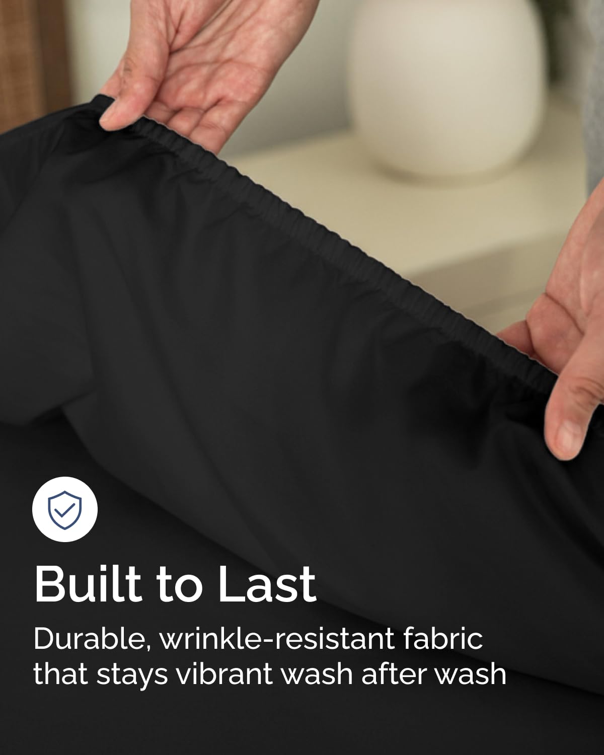 Full Size Fitted Bed Sheet - Pack of 2 Single Fitted Bottom Sheet Only - Fits Mattress Up to 16" Deep Pockets - Extra Soft, Breathable & Cooling - Hotel Quality, Fade, Shrink & Wrinkle Free - Black