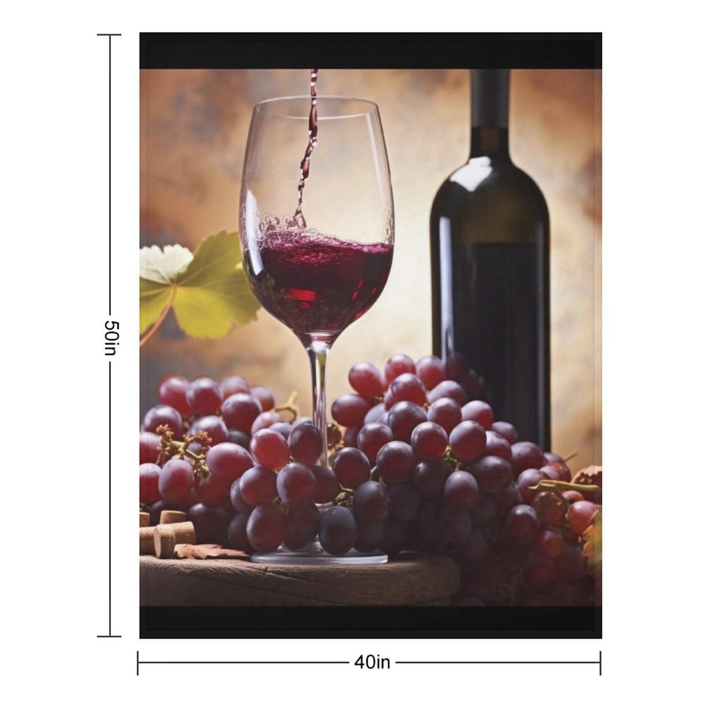 Vuiopuf Grape Wine Print Blanket Lightweight Wrinkle-Resistant for Cozy Lounging, Picnics, Yoga, Decor Gifting