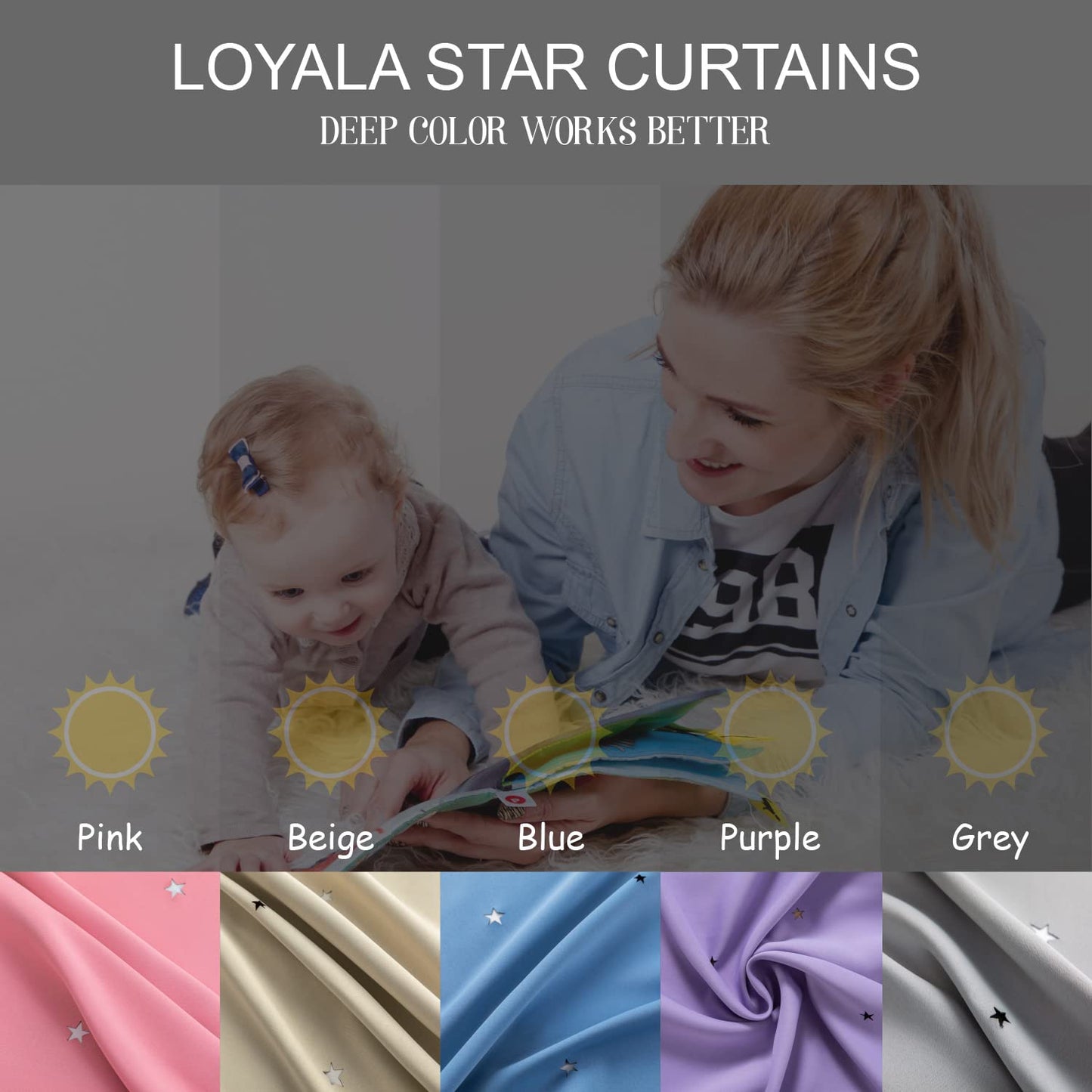 Loyala Star Curtains - Living Room & Bedroom Drapes, Blackout & Kids Curtains, 84 Inch Long, 2 Panels Set, Blue, 52 X 84 Inches