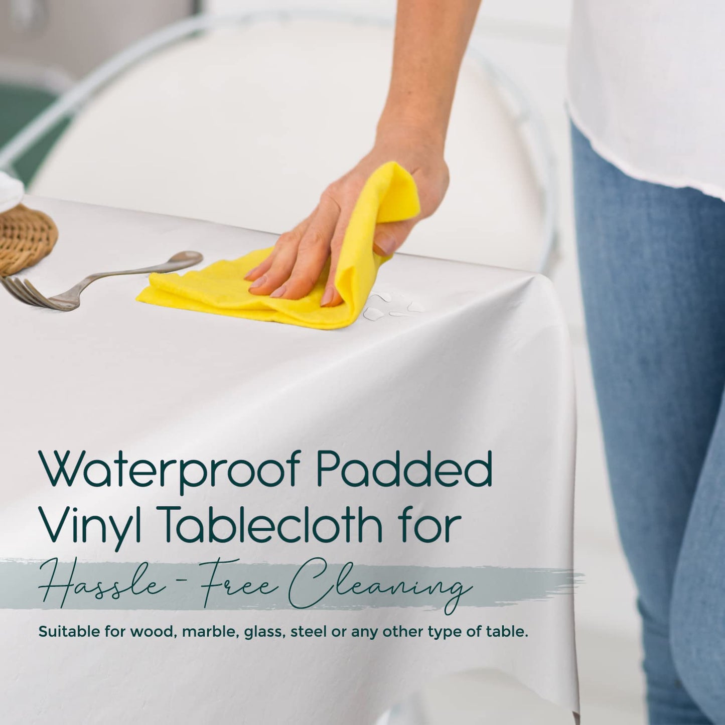 tablecloths by design - Quality Table Pad Protector, Superior Protection from Spills, Scratches & Heat - Reusable Vinyl Table Cloth with Cushion Flannel Backing (72" L x 54" W)