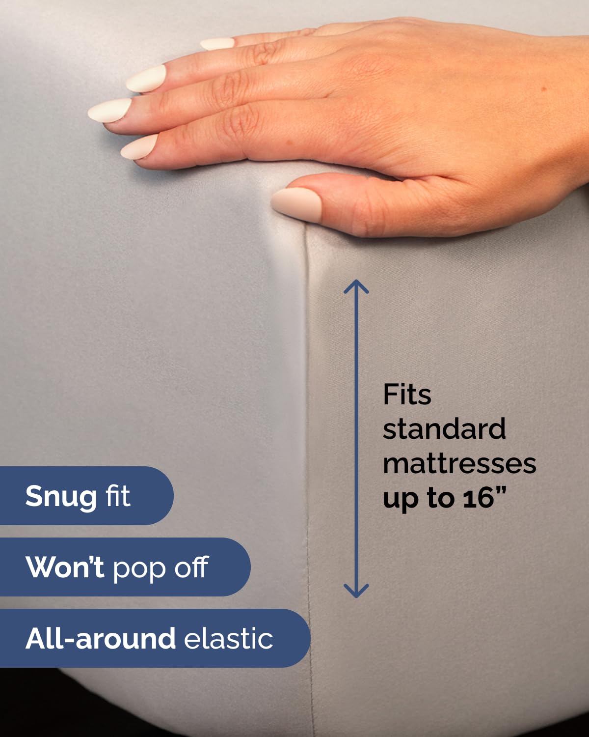Full Size Fitted Bed Sheet - Pack of 2 Single Fitted Bottom Sheet Only - Fits Mattress Up To 16" Deep Pockets - Extra Soft, Cozy, Breathable & Cooling - Hotel Quality, Fade & Wrinkle Free - Light Grey