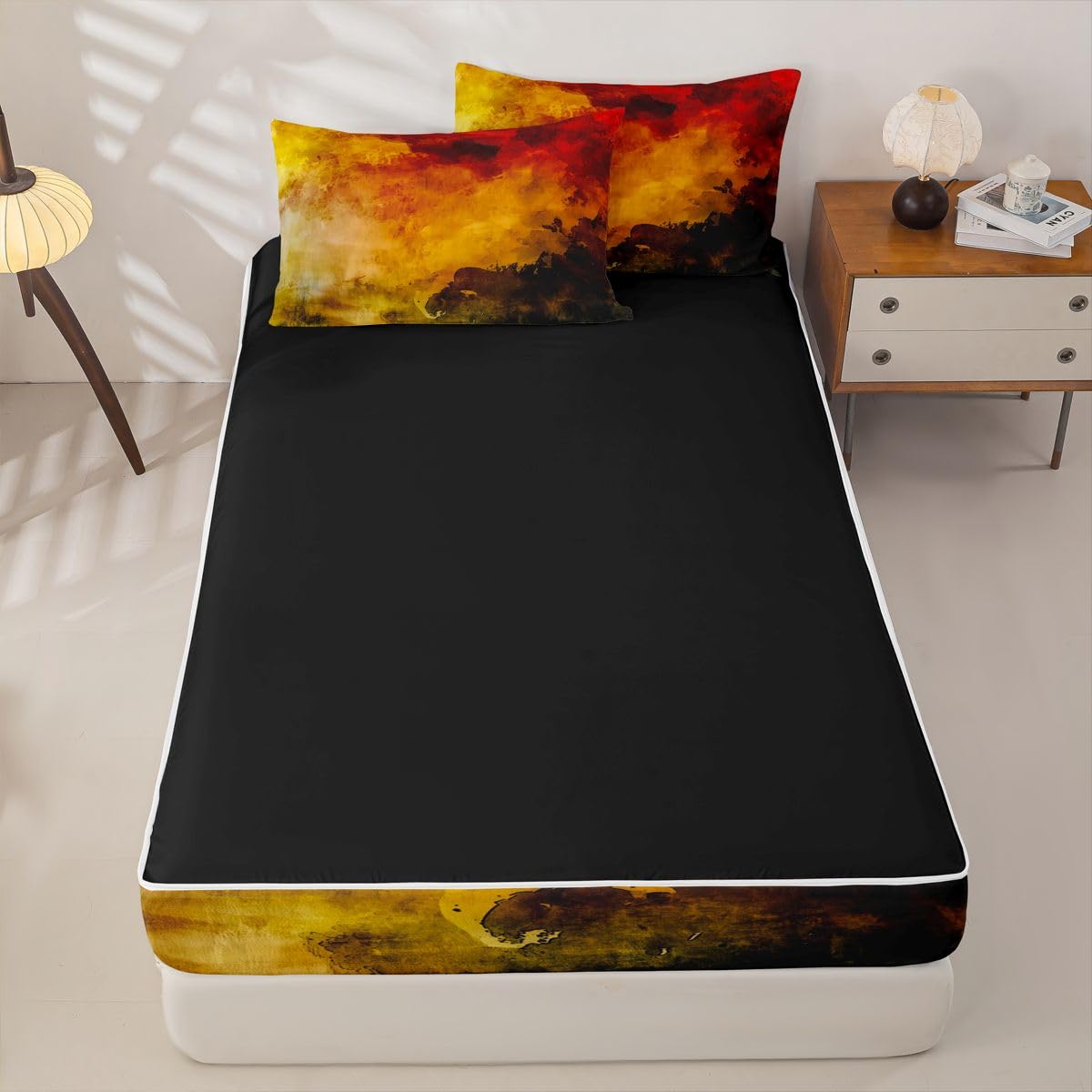 jejeloiu Abstract Art Zipper Bedding Sets for Kids Boys Girls Ink Fluid Art Full Comforter Set with Fitted Sheet Modern Style Bedroom Decor Microfiber with 2 Pillow Cases
