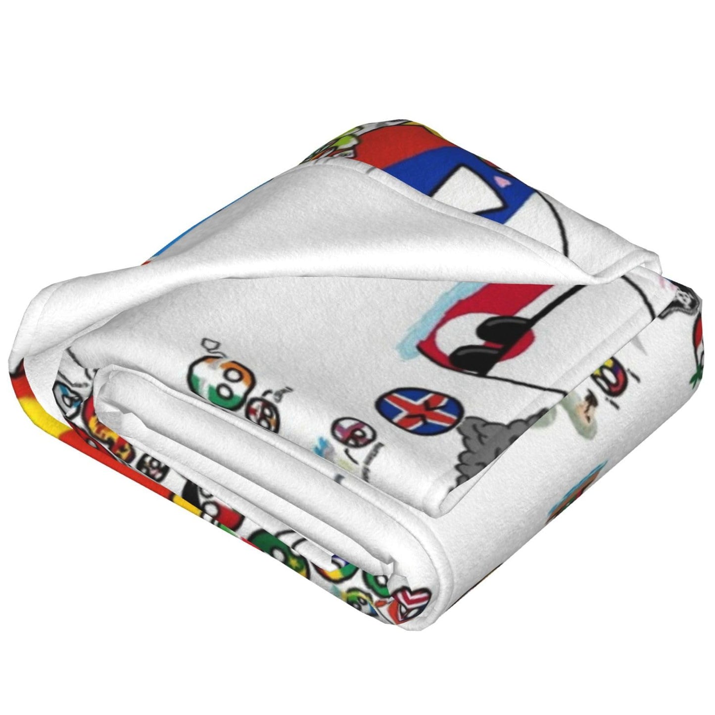 Countryball Polandball World Map Throw Blanket Flannel Fleece Fuzzy Blanket 60"X80" Soft Cozy Lightweight Blanket for Home Decor Bed Sofa Office Bedroom Living Room Travel