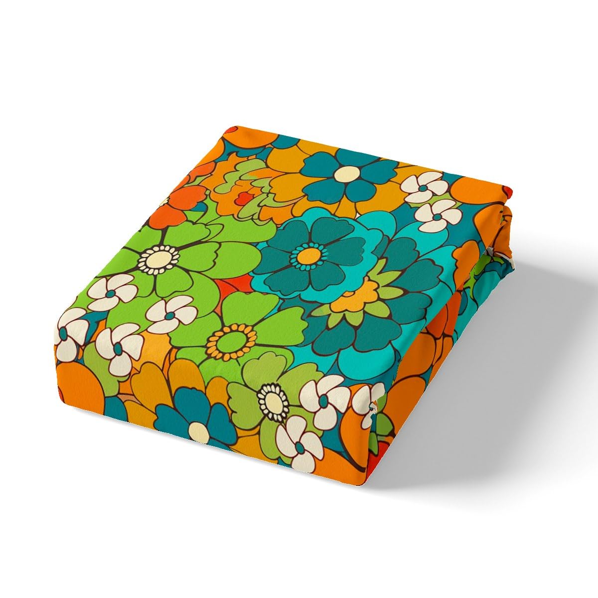Castle Fairy Abstract Flowers Fitted Sheet Set Full Size 4Pcs,Retro Fresh Style Floral Bedding Set(1 Fitted,1 Flat,2 Pillows),Cartoon Art Deep Pocket Bed Sheets for Girls Teens Room