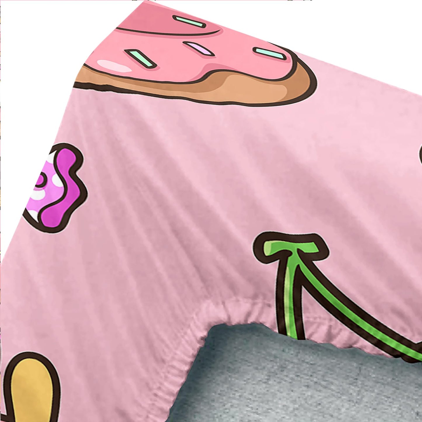 QOOMO Kawaii Cat Sheet Set,Doughnut Kids Bed Sheets,Cherry Printed 16" Deep Pocket Bed Sheet Set for Girls/Kids/Teens，4 Piece Sheet Set, 1 Fitted Sheet,1 Flat Sheet and 2 Pillowcases，Twin Size