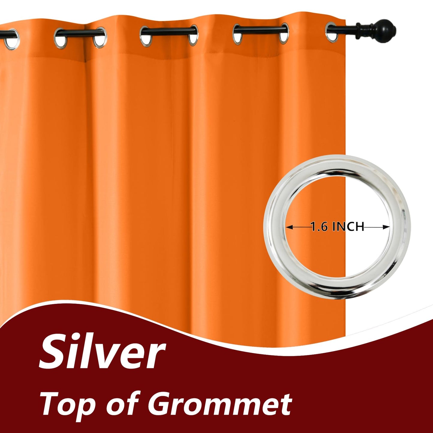 LZY 8 Panels Outdoor Curtains for Patio Waterproof - 52x84 Inches Orange Blackout Curtains, Polyester Weatherproof Privacy Drapes for Patio Porch Gazebo Balcony Deck (Grommet Top)