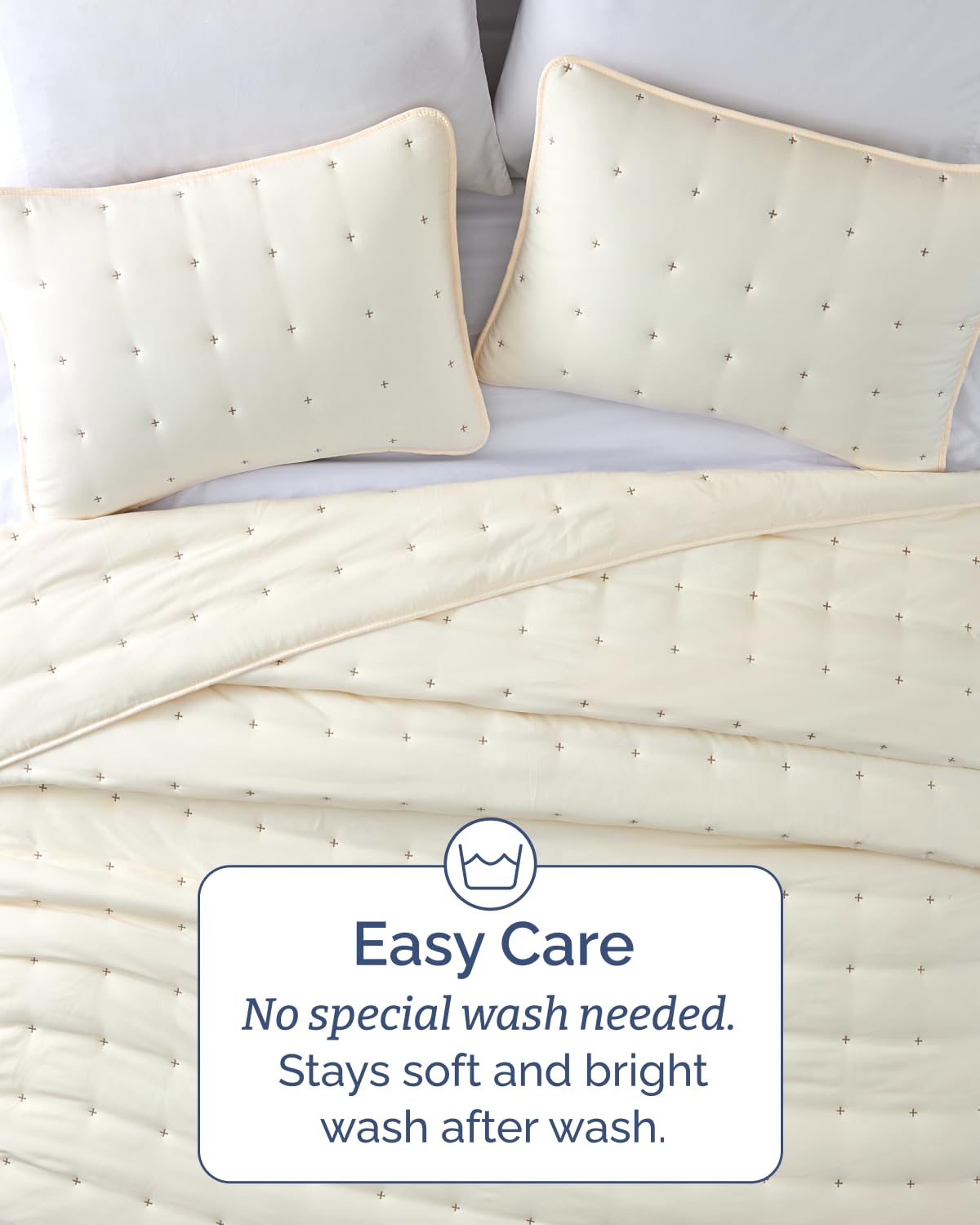 Quilts Full Size - Bedspread for Full Size - Lightweight Comforter Set - Quilt Bedding Set for All-Seasons - Ultra Soft, Breathable & Comfy - Summer Coverlet with 2 Pillow Shams - 80" x 80", Cream