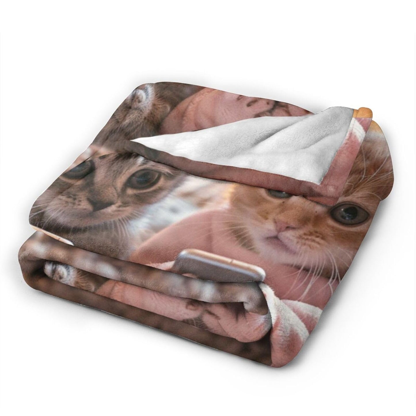 Qycazzw Adorable Cat Blanket Gifts for Women Girls Kids, Cute Kittens Throw Blankets, Soft Cozy Flannel Throws for Sofa Couch Bedroom Decor 50x60in