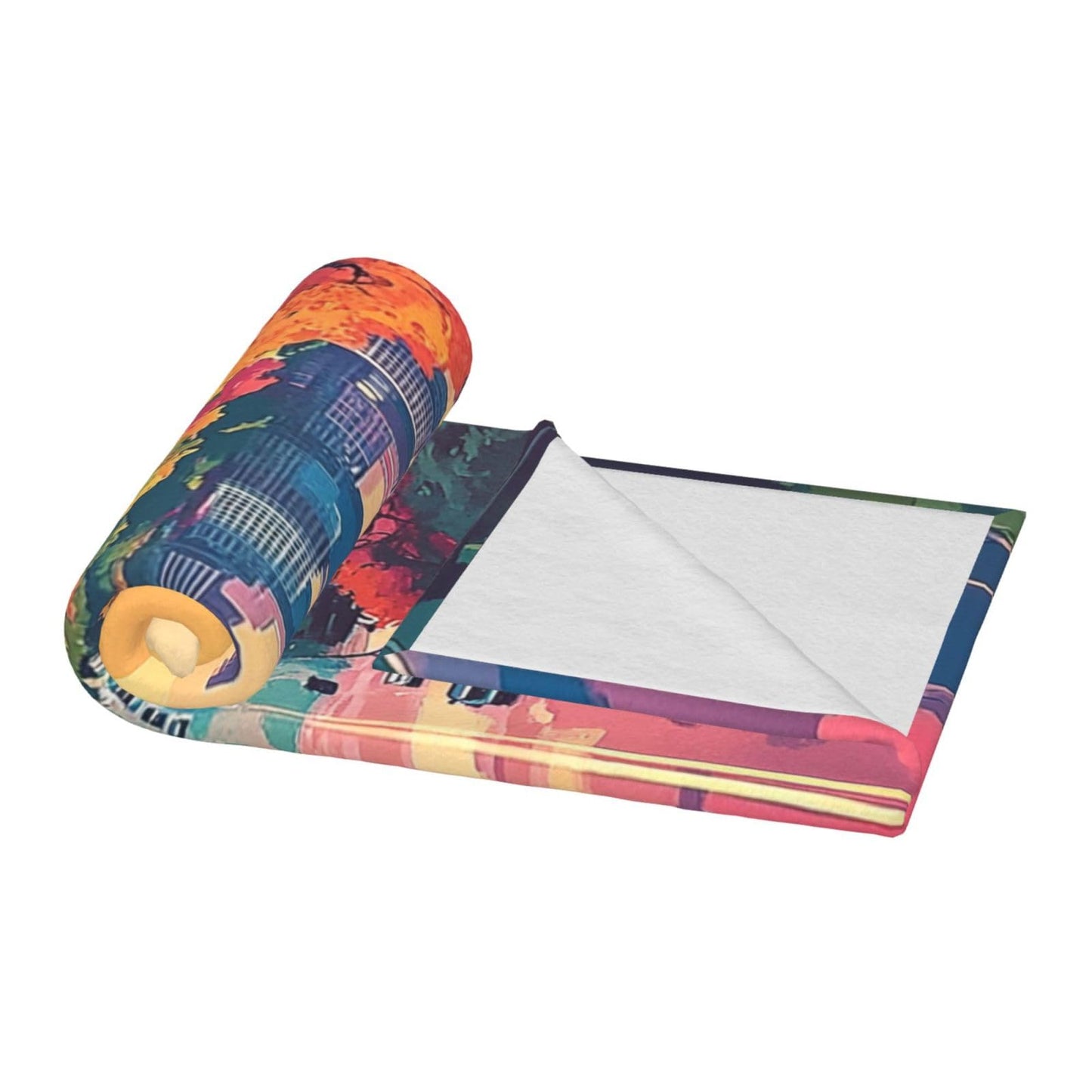 Cafemira Cozy Fleece Throw Blankets,City Street,Flannel Blanket,for Camping,Office nap,Outdoor,Throw for Couch Bed Decor,All Season,Non-Shedding,Anti Allergy,Easy to fold.60x50 Inch