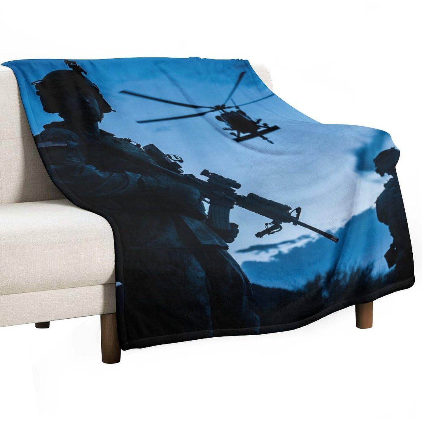 HDESDIS Funny Military Throw Blanket for Couch Bed, Soft Cozy Soldier Silhouette Sofa Decor Blankets for Women, Men, 30"x40"