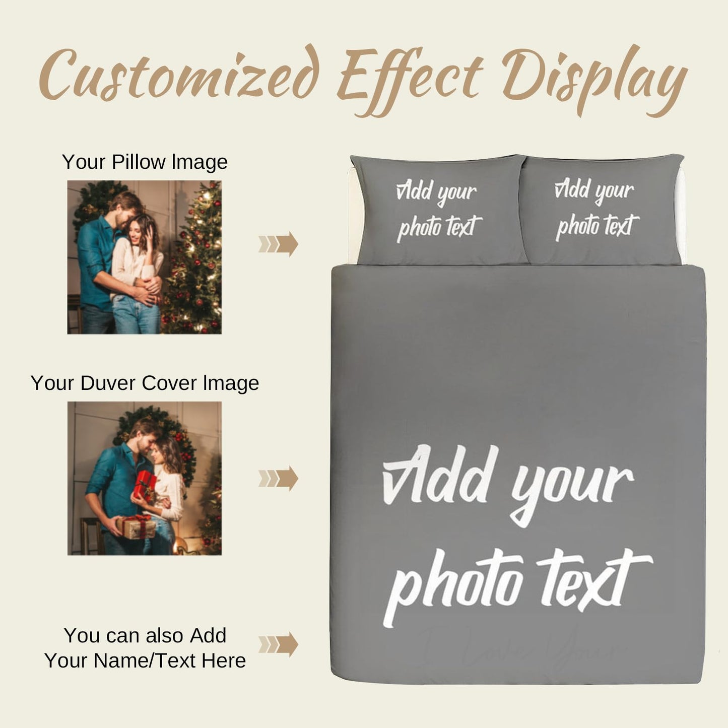 Lonhooker Custom Comforter Set, Custom Three-piece Bed Set Personalized Cover Set 3-Piece with 2 Pillowcases Customized Picture Bedding Sets with Picture Text Logo Universal All Season (Color05)