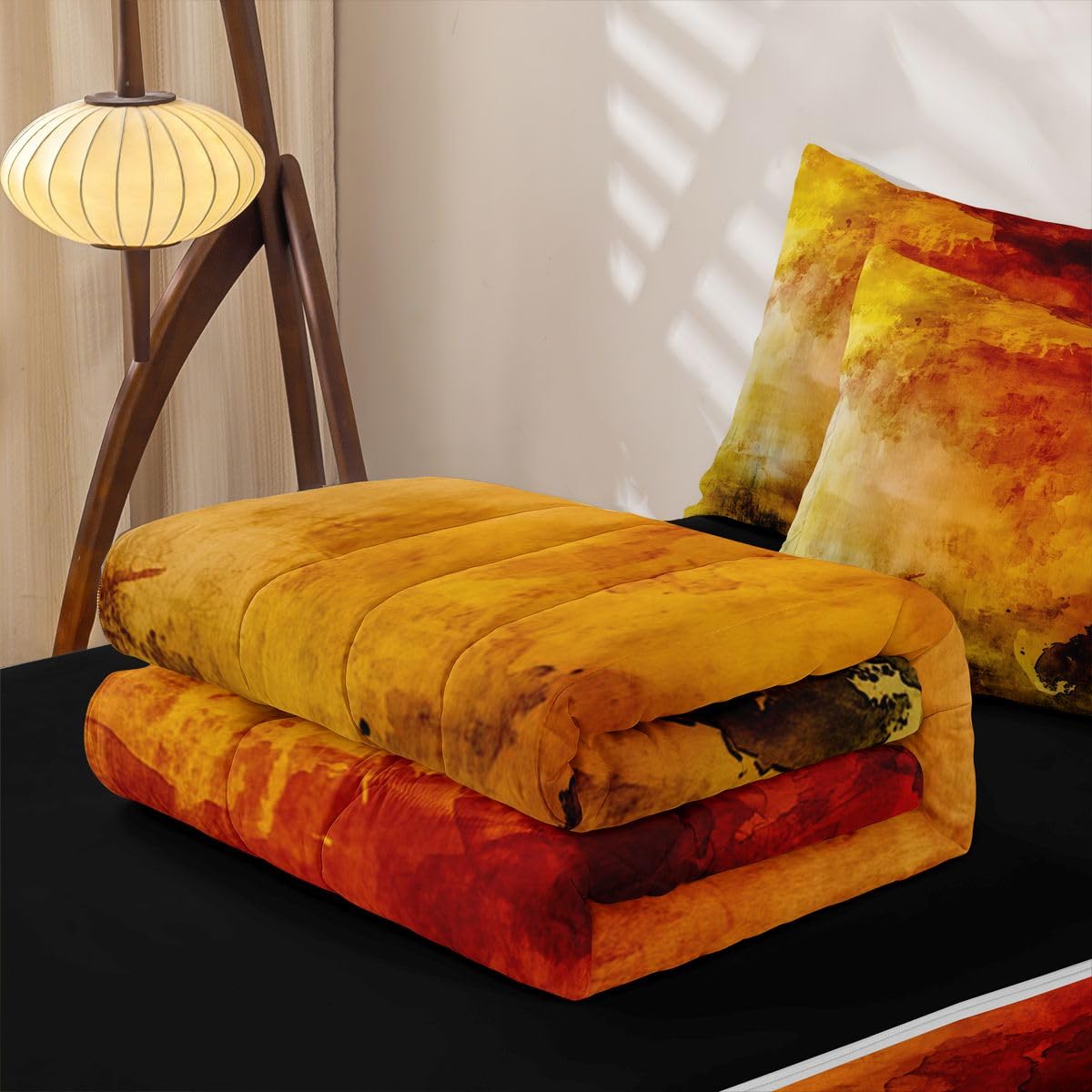 jejeloiu Abstract Art Zipper Bedding Sets for Kids Boys Girls Ink Fluid Art Full Comforter Set with Fitted Sheet Modern Style Bedroom Decor Microfiber with 2 Pillow Cases