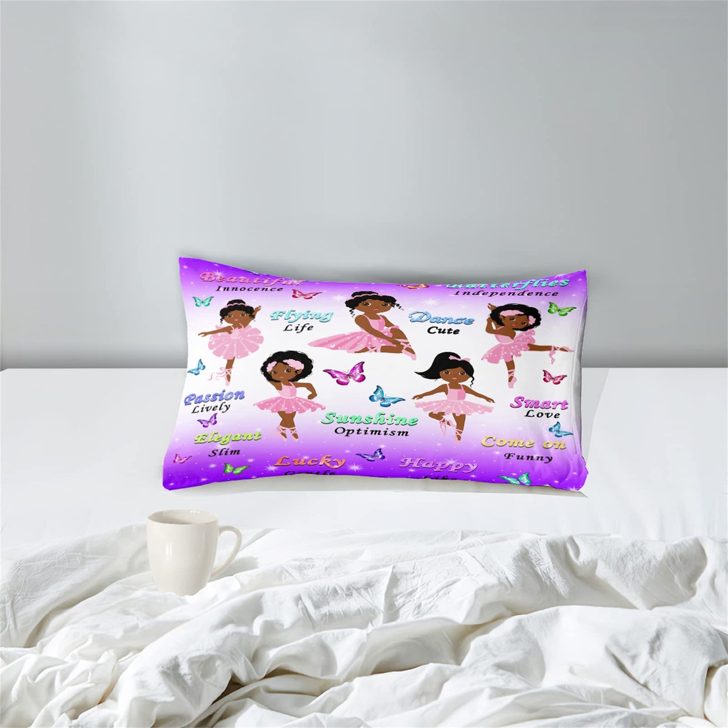 BATATADOCE African Black Girl Bedding Set - Black Girl Comforter Set for Girls Purple and Pink Twin Comforter Set for Girls