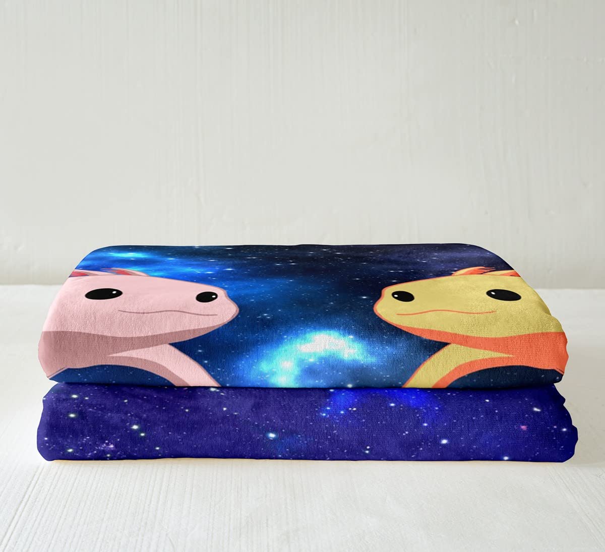 Feelyou Cute Axolotl Fleece Throw Blanket - Galaxy Universe Outer Space Sherpa for Kids Boys Girls - Coastal Plush Fuzzy for Sofa Bed Couch, 40x50 Inches