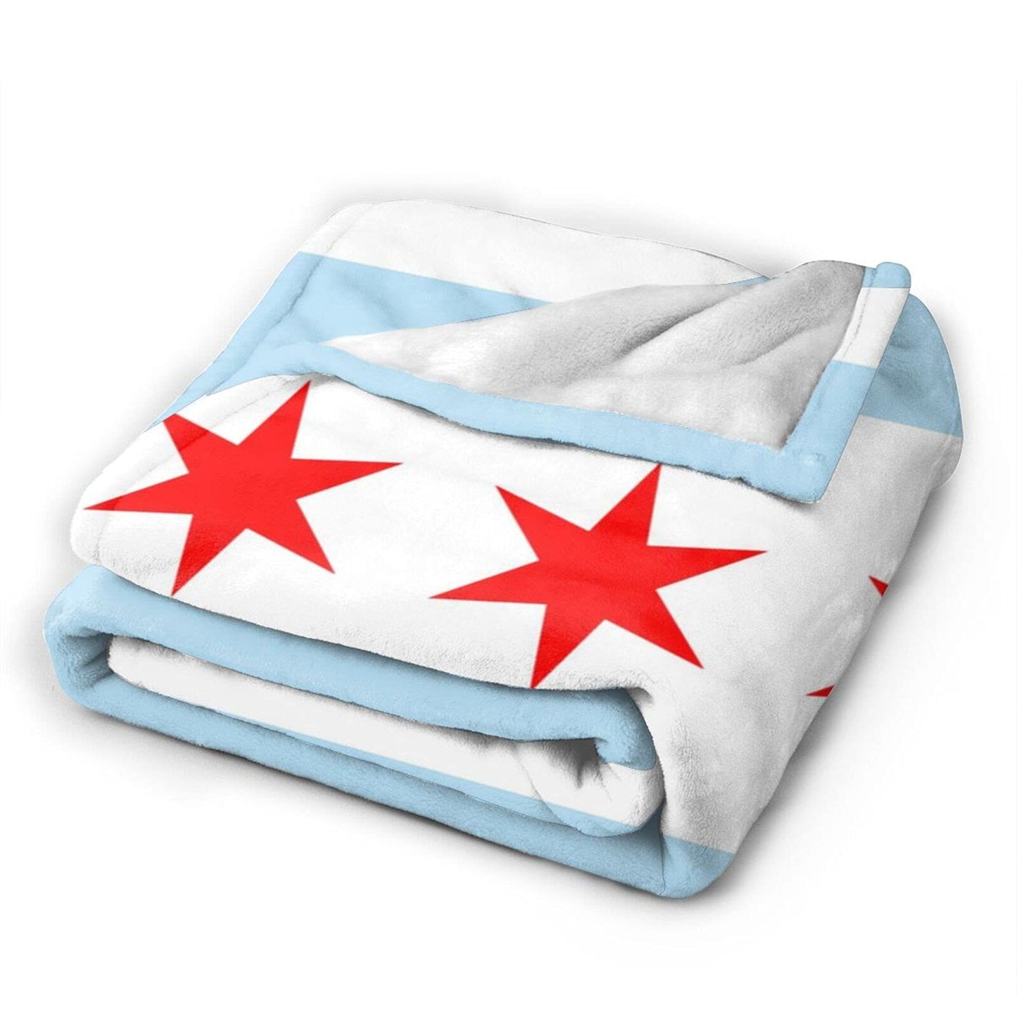 Chicago City Flag Super Soft Warm Fleece Blanket, Comfortable Flannel Blanket, Four Season Blanket Suitable for Bedroom Bed and Sofa
