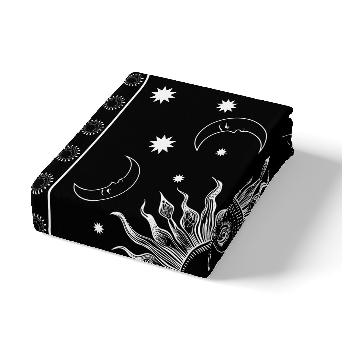 Feelyou Sun and Moon Fitted Sheet Boho Exotic Bedding Set for Kids Boys Girls Teens Decor Bohemian Celestial Bed Sheet Set Black White Hippie Design Bed Cover No Flat Sheet 2Pcs Twin Size