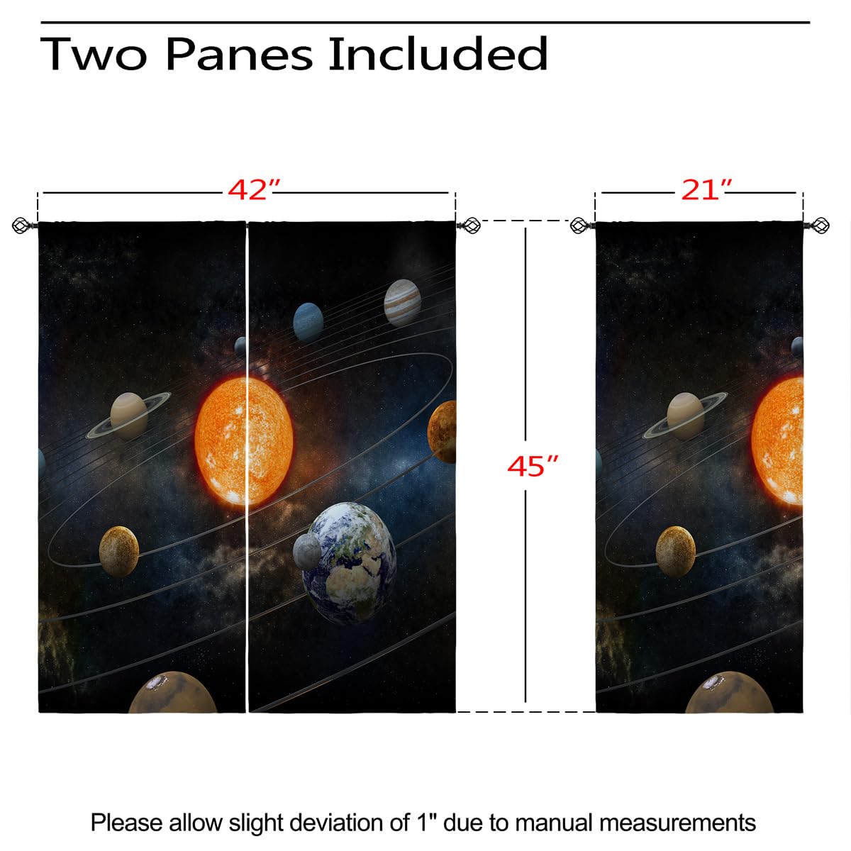ONINUO Galaxy Planet Blackout Curtains for Girls Boy Home Decor, Space Universe Galaxy Earth Grommet Thermal Insulated Drapes Darkening Window Curtain for Bedroom Living Room, 42 x 45 Inch