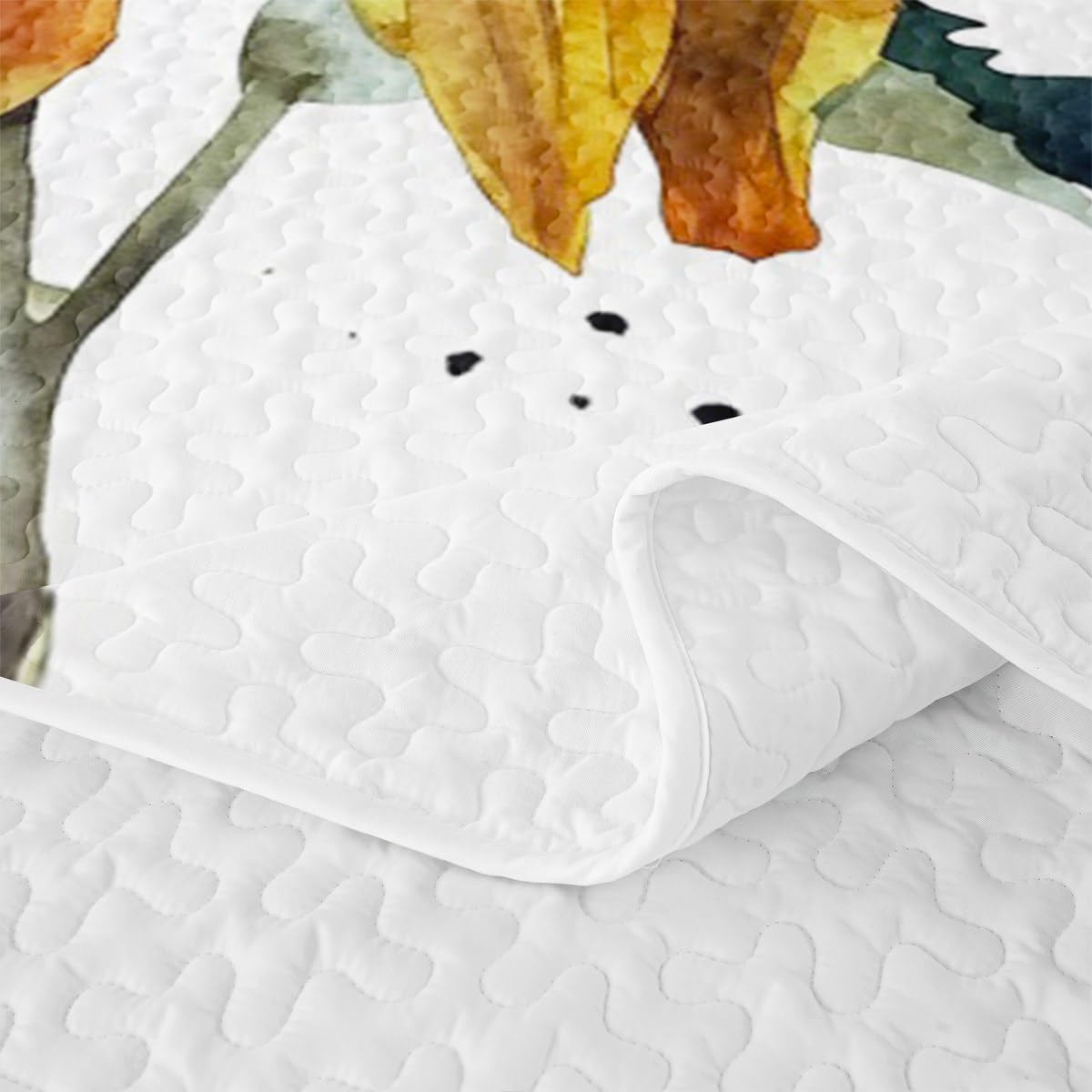 Erosebridal Sunflower Quilt Set Full Watercolor Sunflower Bedding Coverlet Garden Fresh Style Bedspread with 2 Pillowcases All Season Girl Women Soft Bed Lightweight Comforter