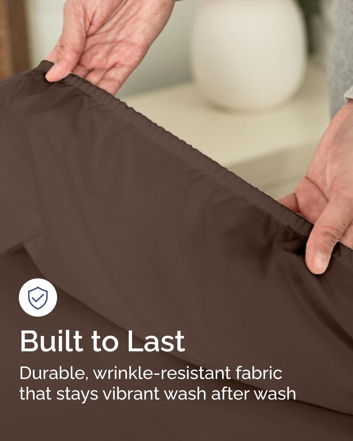 Full Size Fitted Bed Sheet - Pack of 2 Single Fitted Bottom Sheet Only - Fits Mattress Up to 16" Deep Pockets - Extra Soft, Breathable & Cooling - Hotel Quality, Fade, Shrink & Wrinkle Free - Brown