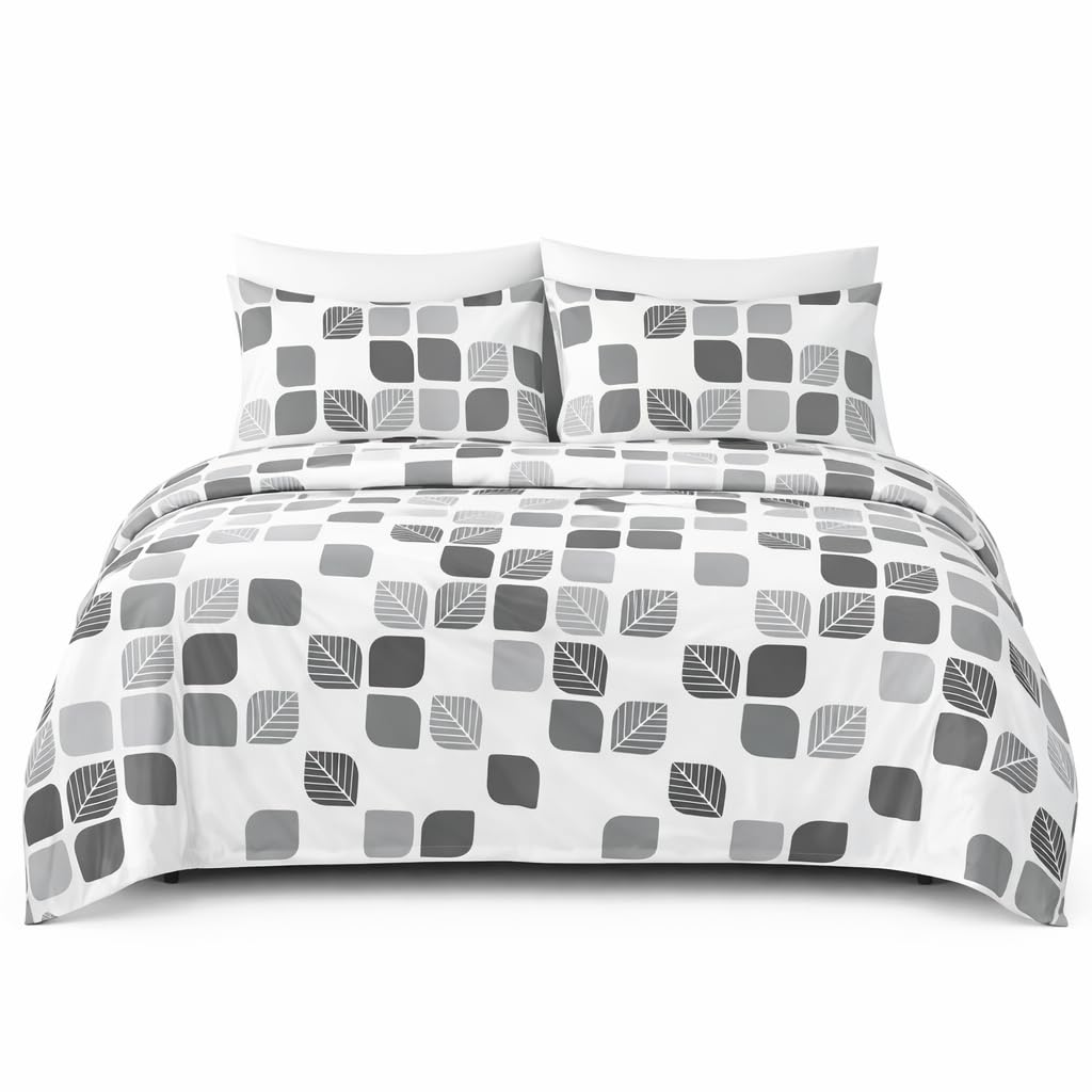 HCORA Geometric Queen Sheet Set, Ultra Soft Double Brushed Microfiber Bed Sheets, Deep Pocket, Breathable, Wrinkle Resistant, Easy Care, 4PC, Queen Size