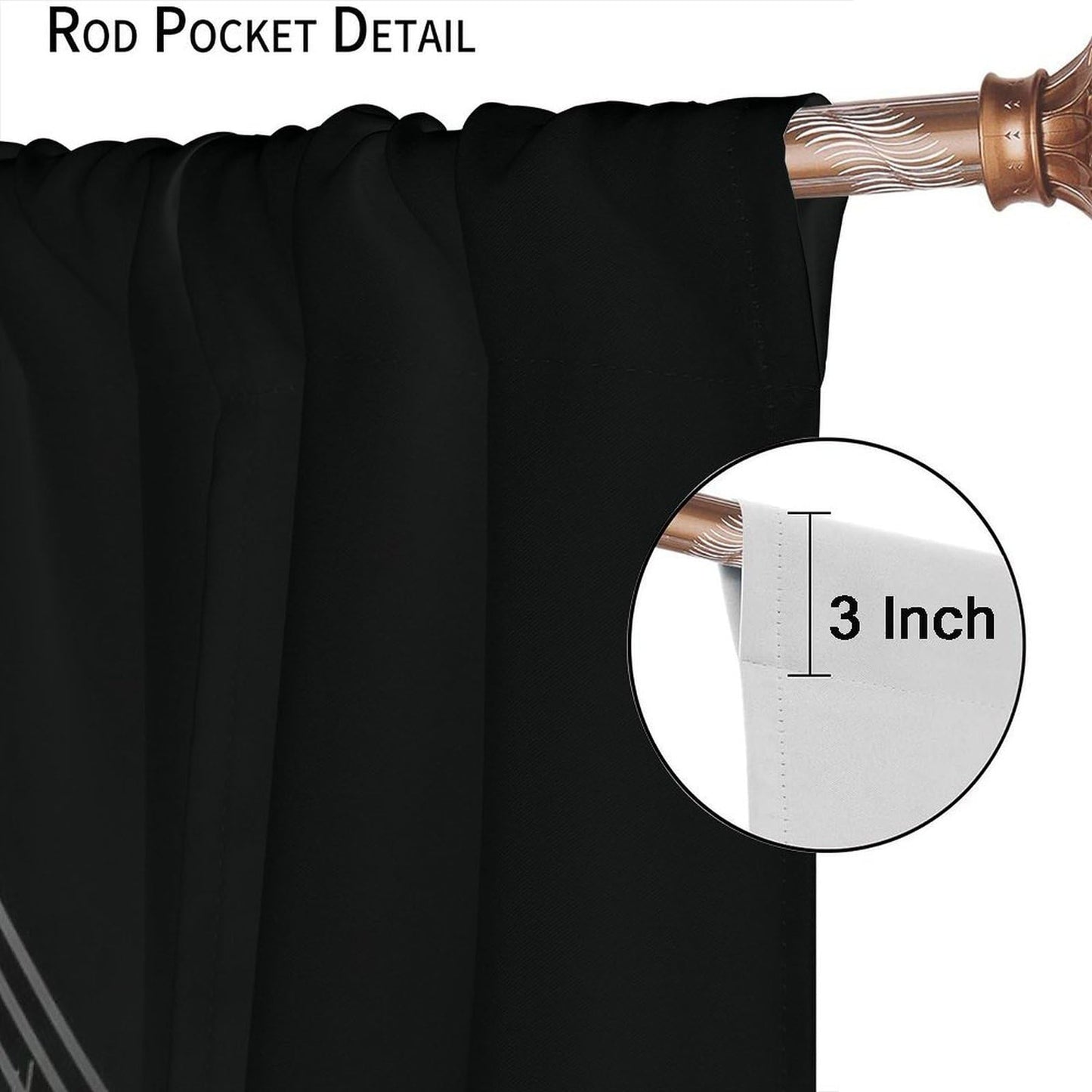 VUMIVI Music Theme Curtains Classic Black White Musical Notes Wavy Sheet Staff Rod Pocket Window Treatments for Bedroom Kitchen Music Classroom Dorms Cafe 42" W X 44.5" L