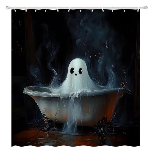 ZQANZQ Halloween Ghost Shower Curtain, Polyester with Hooks, 70" x 70"
