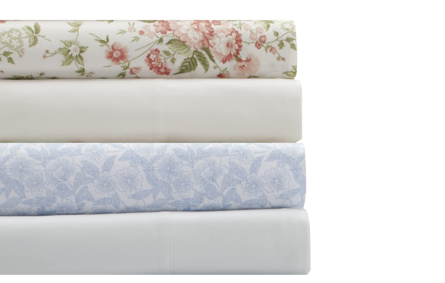 Laura Ashley - King Sheets, Cotton Percale 6-Piece Bedding Set, Crisp & Cool Home Decor (Belle Blue Cashmere, King)