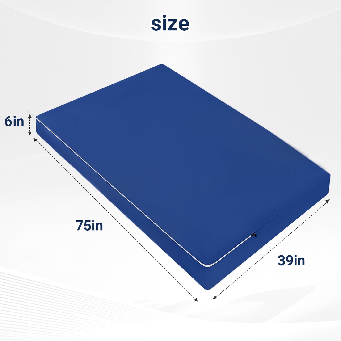 BIBILAB Outdoor Swing Seat Cushion Cover, 6-Inch Waterproof Double Patio Cover with Anti-Cat Scratch Cloth (Cushion not Included) (Blue)