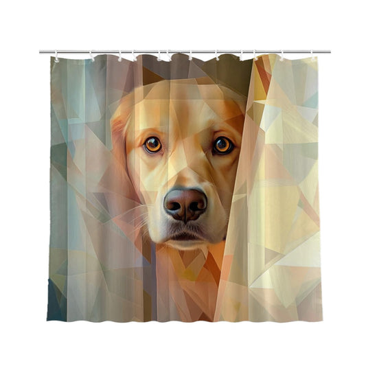 KEEPAEON Funny Cute Golden Retriever Shower Curtain, Funny Animals Lovers Gift Bathtub Curtains Set, Vintage Country for Restroom Waterproof Bathroom Decor with 12 Hooks, 72x72 Inches