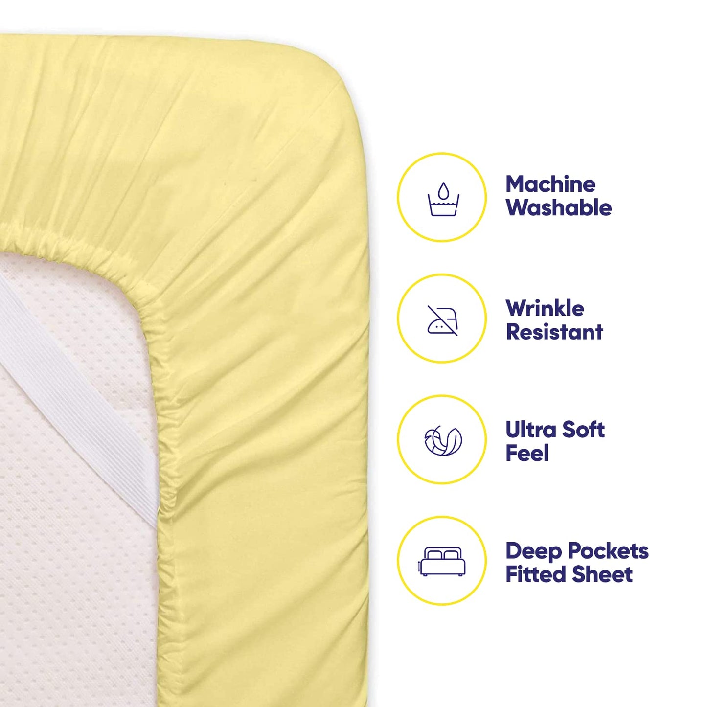 Queen Sheets Pale Yellow - 6 Piece 1500 Supreme Collection Fine Brushed Microfiber Deep Pocket Queen Sheet Set Bedding - 2 Extra Pillow Cases, Great Value, Queen, Pale Yellow