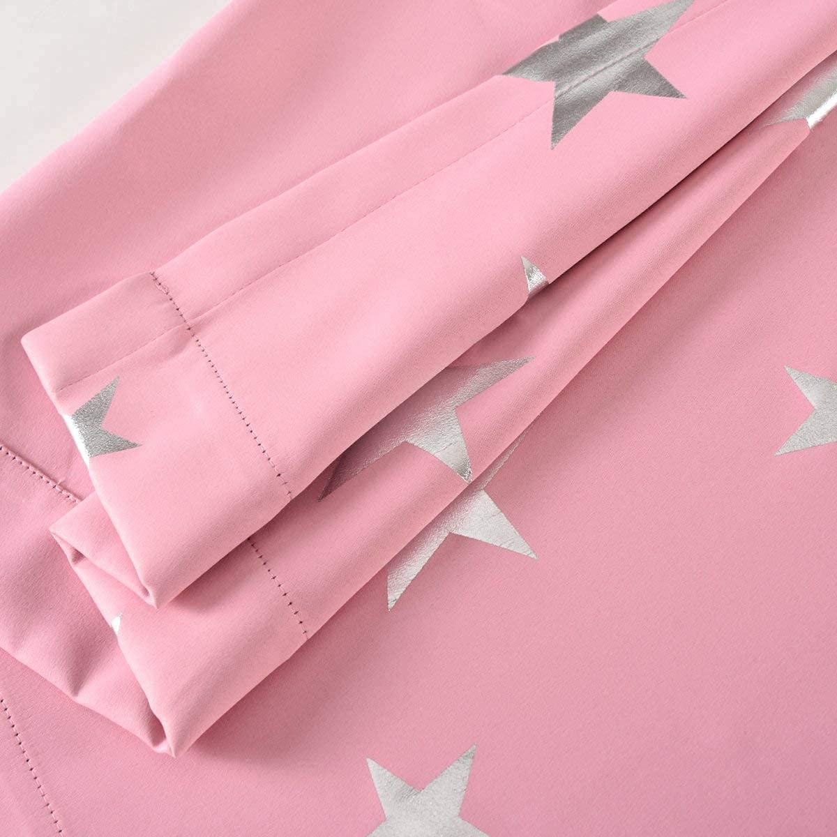 Anjee Pink Blackout Curtains for Girls Bedroom 54 Inches Length Stars Window Drapes Silver Foil Printed Room Darkening Panels Grommet Thermal Insulated Drapery Nursery Decor, Baby Pink 38x54 Inches