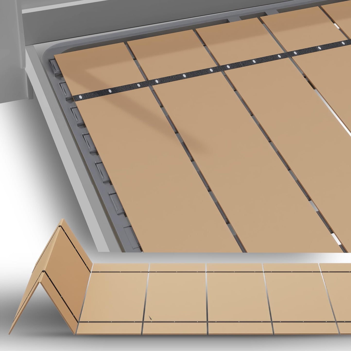 Bunkie Board Thin Wood 6mm Queen Size (60 x 76 in) | Modular Portability Design, Noise Minimizing, Low Profile Design, Easy Setup, Foldable| Bed Slats, Foldable Box Spring, Bed Support Slat