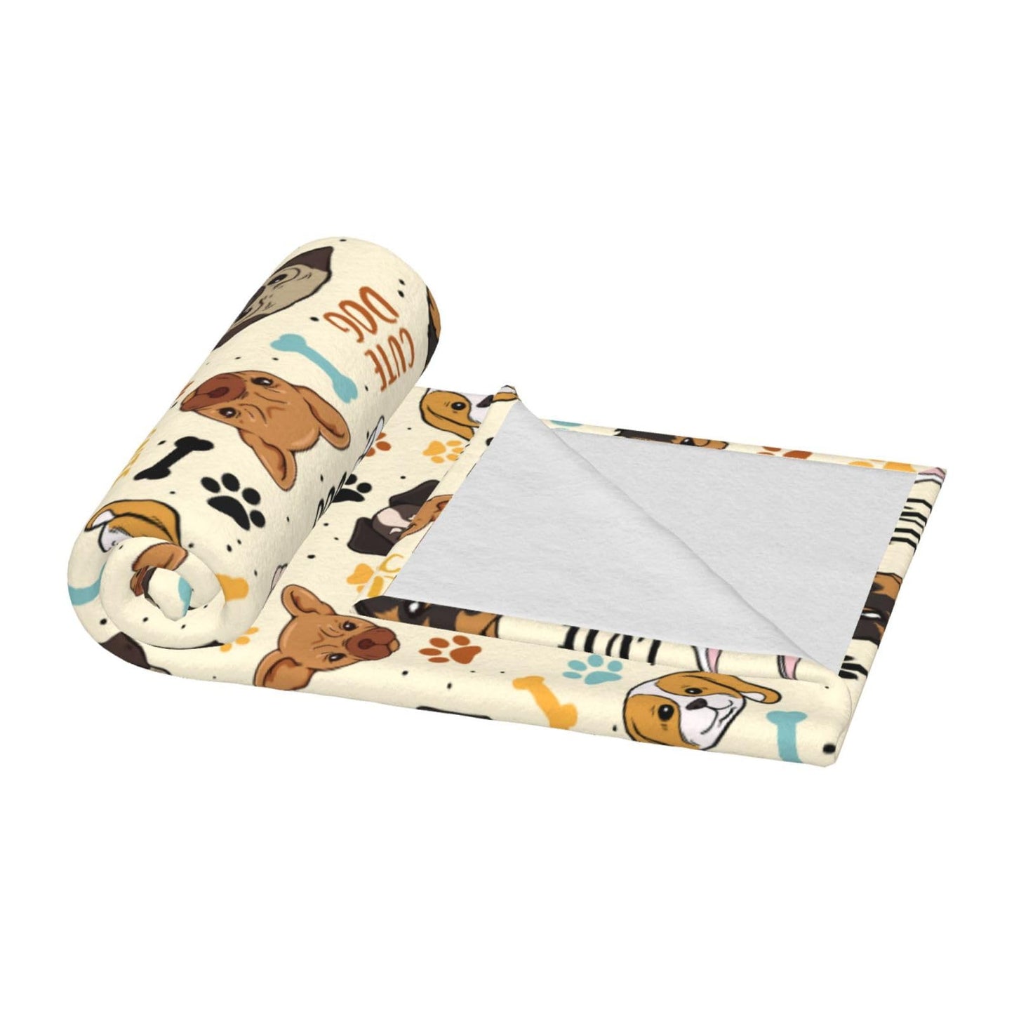 Cute Dogs Fleece Blanket - Soft Cozy Plush Throw Blanket for Adults Kids Pet, Lightweight Warm Flannel Sherpa Blanket for Couch Bed Sofa, Gift for Dog Lovers 50"x40"