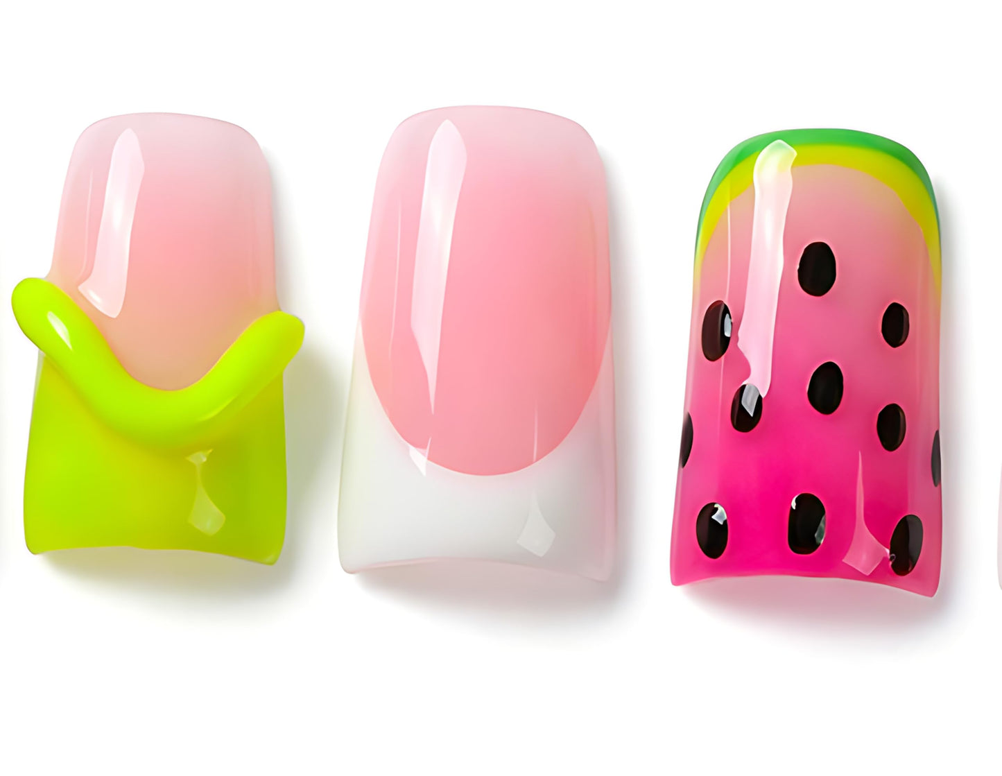 Handmade Press on Nails 3D Cute Glue on Nails for Women, Luxury Duck Nail Art Design, Fake Nails with 3D Nail Charms Size M 1