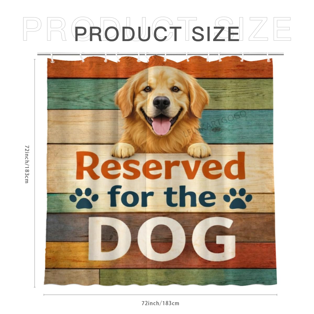 LFINKARTGOGO Funny Golden Retriever Shower Curtain 72x72 Inch with 12 Hooks Dog Lover Bathroom Decor Reserved for the Dog Rustic Wood Waterproof Washable Polyester