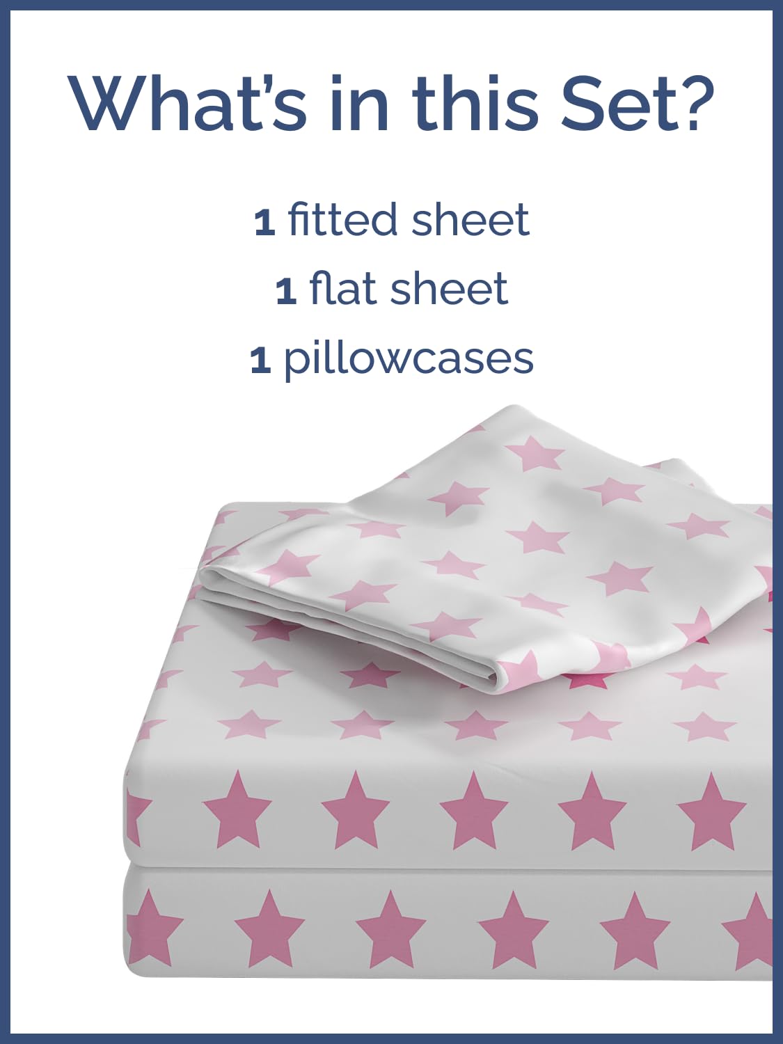 Kids Twin Size Bed Sheet Set - 3 Piece Kids Loft Bed Sheets - Pink Star Sparkle Themed Bedding - Soft, Cute - Breathable and Machine Washable - Cute Easy-Care Bed Set for Boys, Girls, Teens & Toddlers