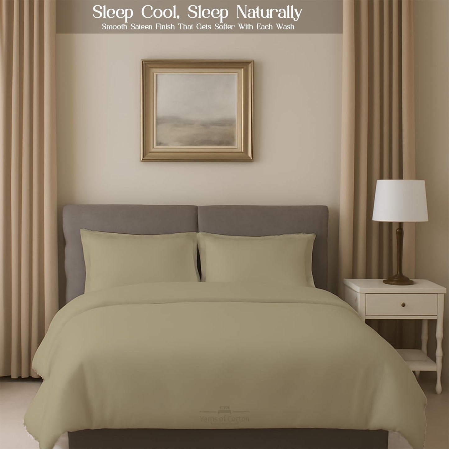 Sleeper Sofa Bed Sheet, 100% Cotton 400 Thread Count, 4 Piece Set, Deep Pocket Fitted Sheet, Soft Wrinkle Free & Breathable, Luxury Hotel Quality, Fits Up to 6 Inch Mattress (Full, Beige)