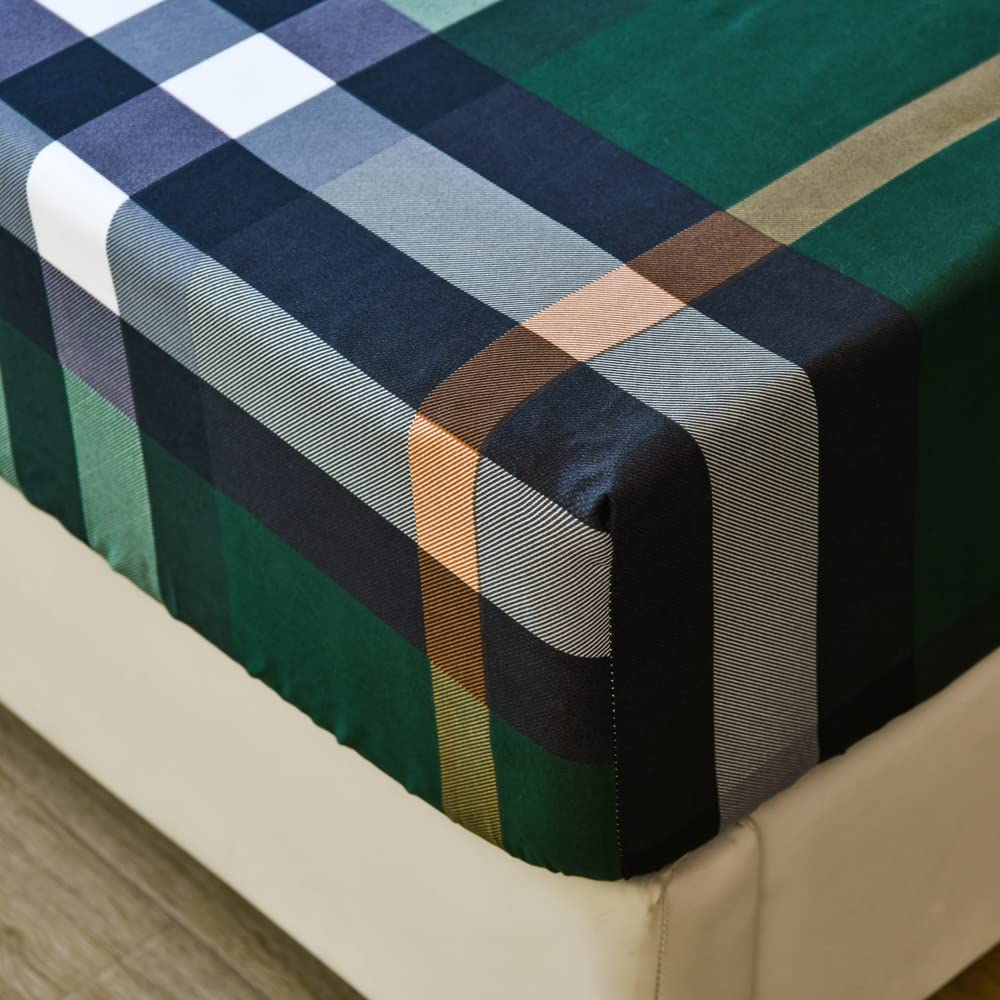 Buffalo Check Grid Fitted Sheet Twin Super Soft Green Plaid Gingham Bedding Sheet Microfiber Modern Geometric Stripe Deep Pocket Fitted Sheet Pillow Case Farmhouse Machine Washable Bed Cover