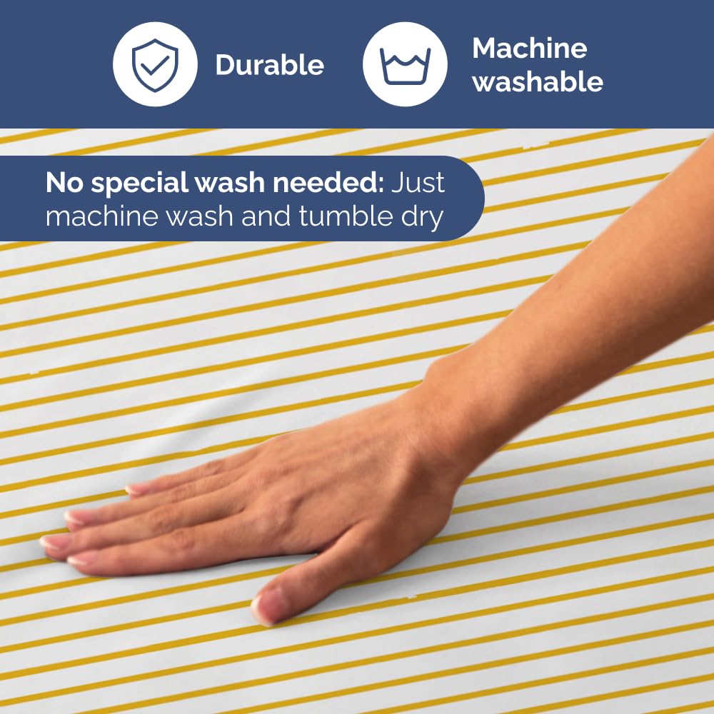 Yellow Striped Sheets - 1 Flat & 1 Fitted Sheet & 2 Pillowcases w/ Deep Pockets - Cozy, Wrinkle & Fade Resistant - Ultra-Soft, Comfy, Breathable & Cooling - Luxury Pinstripe Bedding - Queen Size