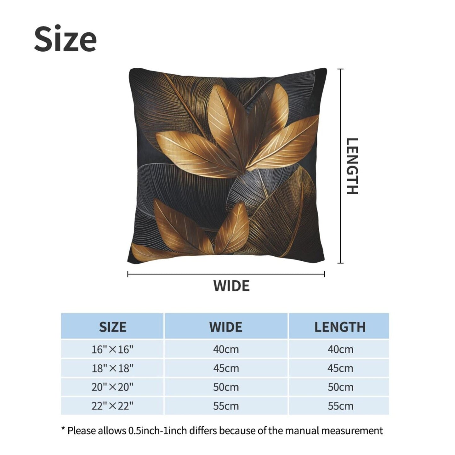 Droerfes Gray Golden Leaf Throw Pillow Covers Set of 2 Couch Pillow Case Decoration Cushion Covers for Sofa Home Living Room Bedroom Outdoor 18X18 Inch