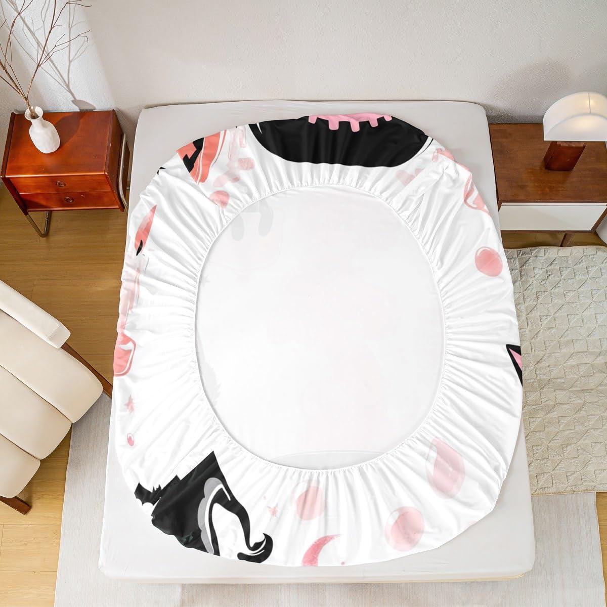 Feelyou Kids Halloween Bed Sheets Set Full Size, Pumpkin Sheet Set Boys Girls Cute Ghost Bedding Set Black Cat Teens Bedroom Decor with 2 Pillow Case