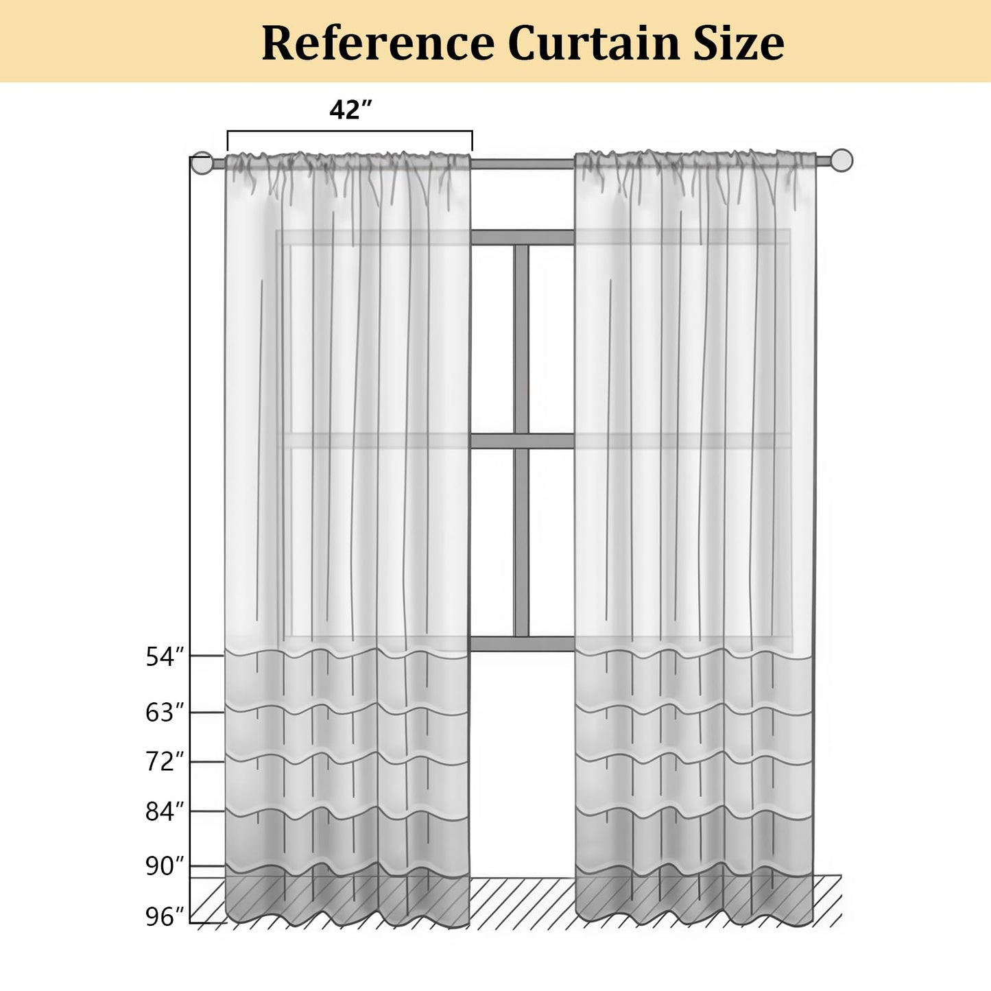 Ebesto Crushed Floral Sheer Curtains 63 Inch Length - Light Filtering Printed Sheer Flower Patterned Curtains for Bedroom, Spring Romantic Rod Pocket Window Drapes, 2 Panels, 42Wx63L Inches, White