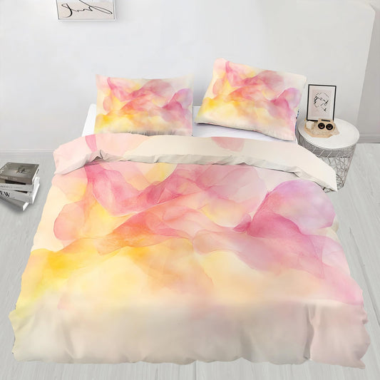 PAISUOQ Pastel Bedding, Abstract Marble Duvet Cover Full, Gradient Colorful Comforter Cover with Zipper Ties, 3 Pieces with 2 Pillowcases, Home Decor & Gifts
