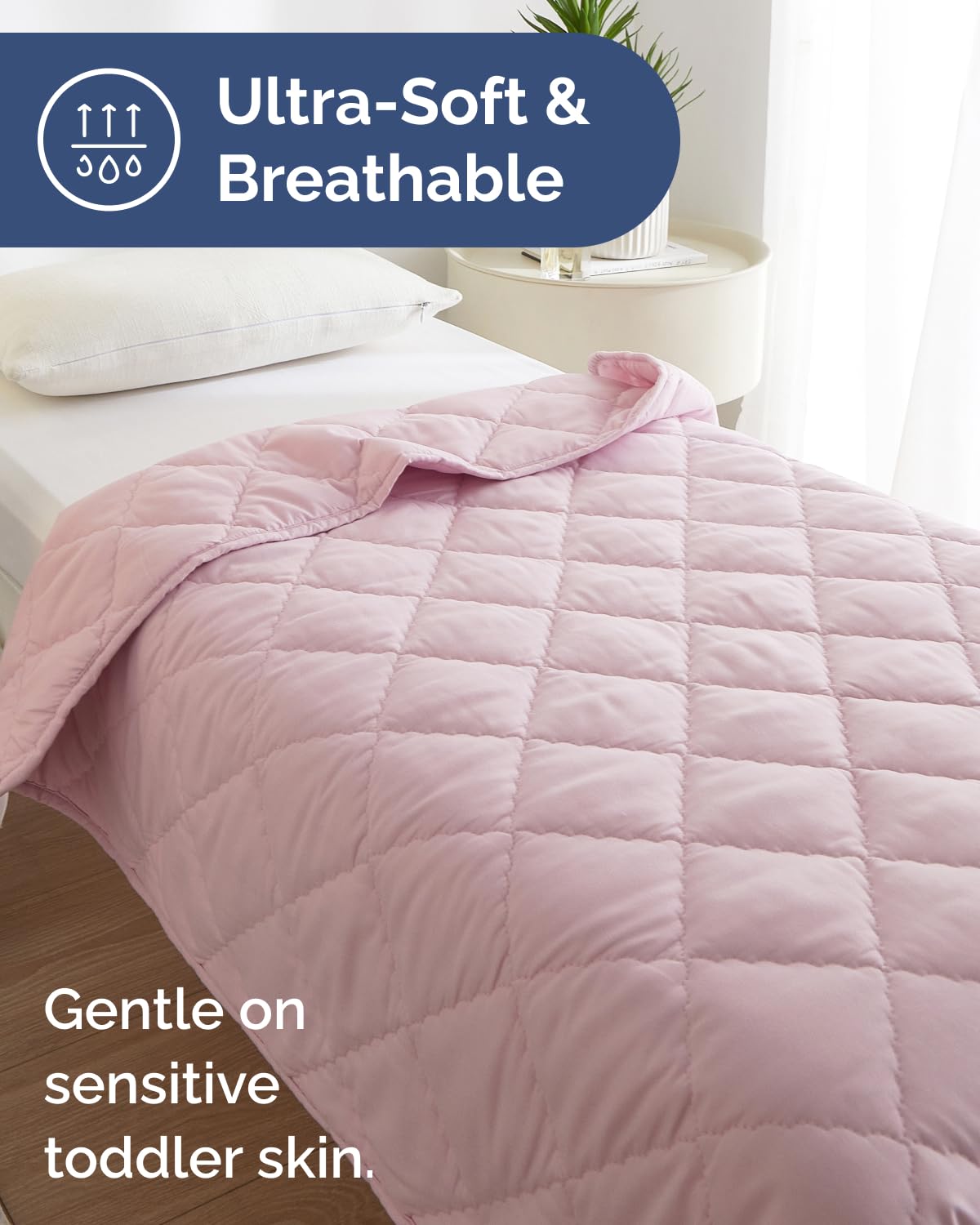 Toddler Comforter - Down Alternative Toddler Microfiber Comforter - Lightweight, Warm & Breathable Baby Quilt Blanket - Soft and Breathable - Kids Duvet Insert for Crib, Stroller - 39x47 (Light Pink)