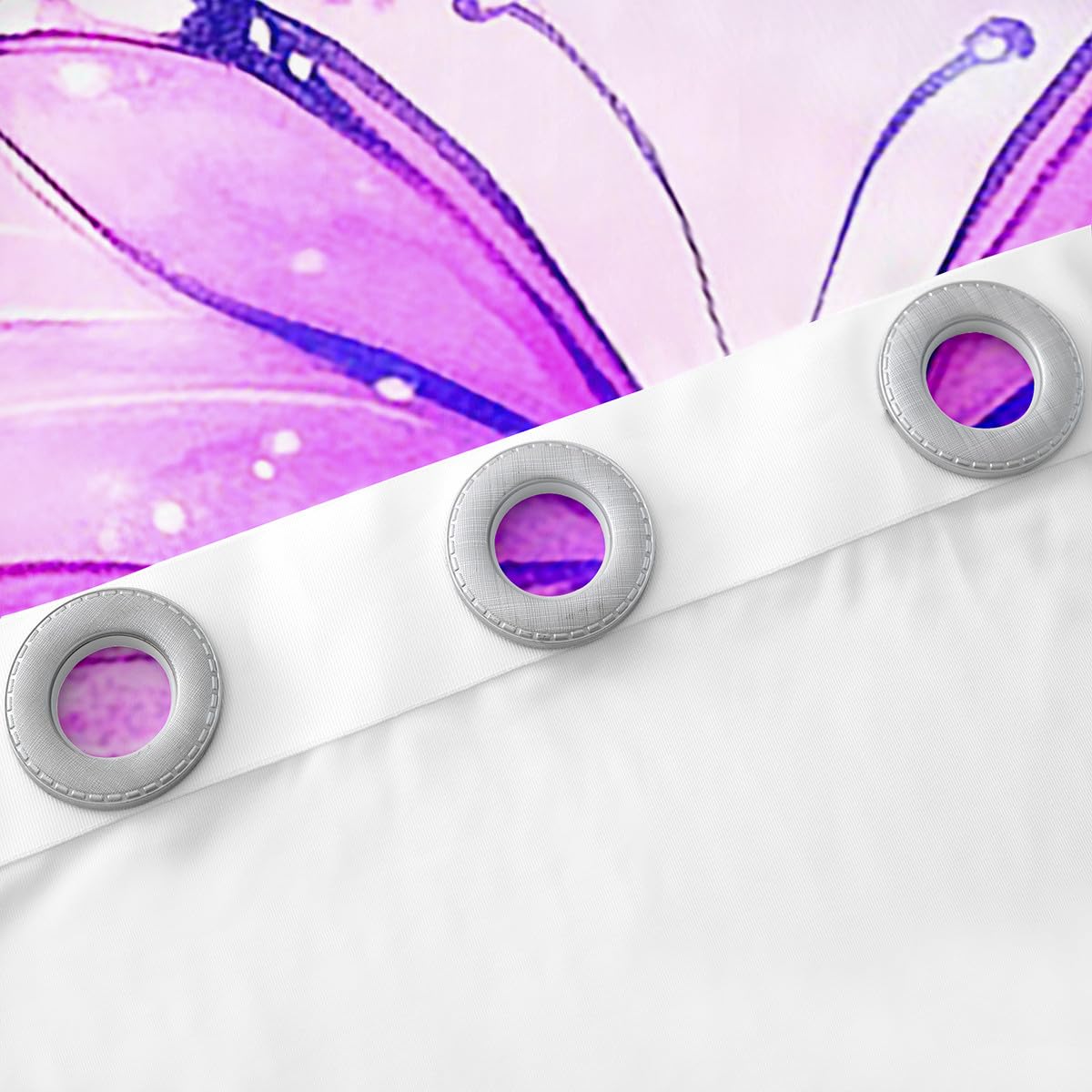 Feelyou Kids Butterfly Curtains,Blue Purple Butterfly Window Curtains for Bedroom Living Room,Floral Flower Butterfly Window Drapes,Girly Fancy Butterfly Blackout Curtains, 42W X 84L,2 Panels