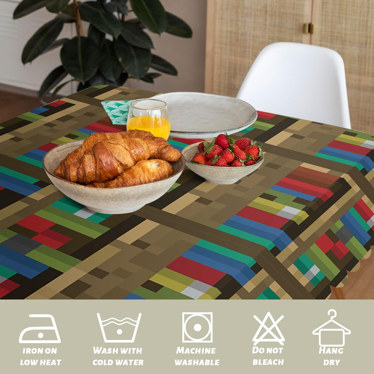 XYJFZL Bookshelf Table Cloth Rectangle Tables Educational Bookcase Pixel Rectangle Kitchen Table Cover Oblong Tablecloth for Dining Table Buffet Parties Patio Camping 52 x 70 Inch 4-6 Seats