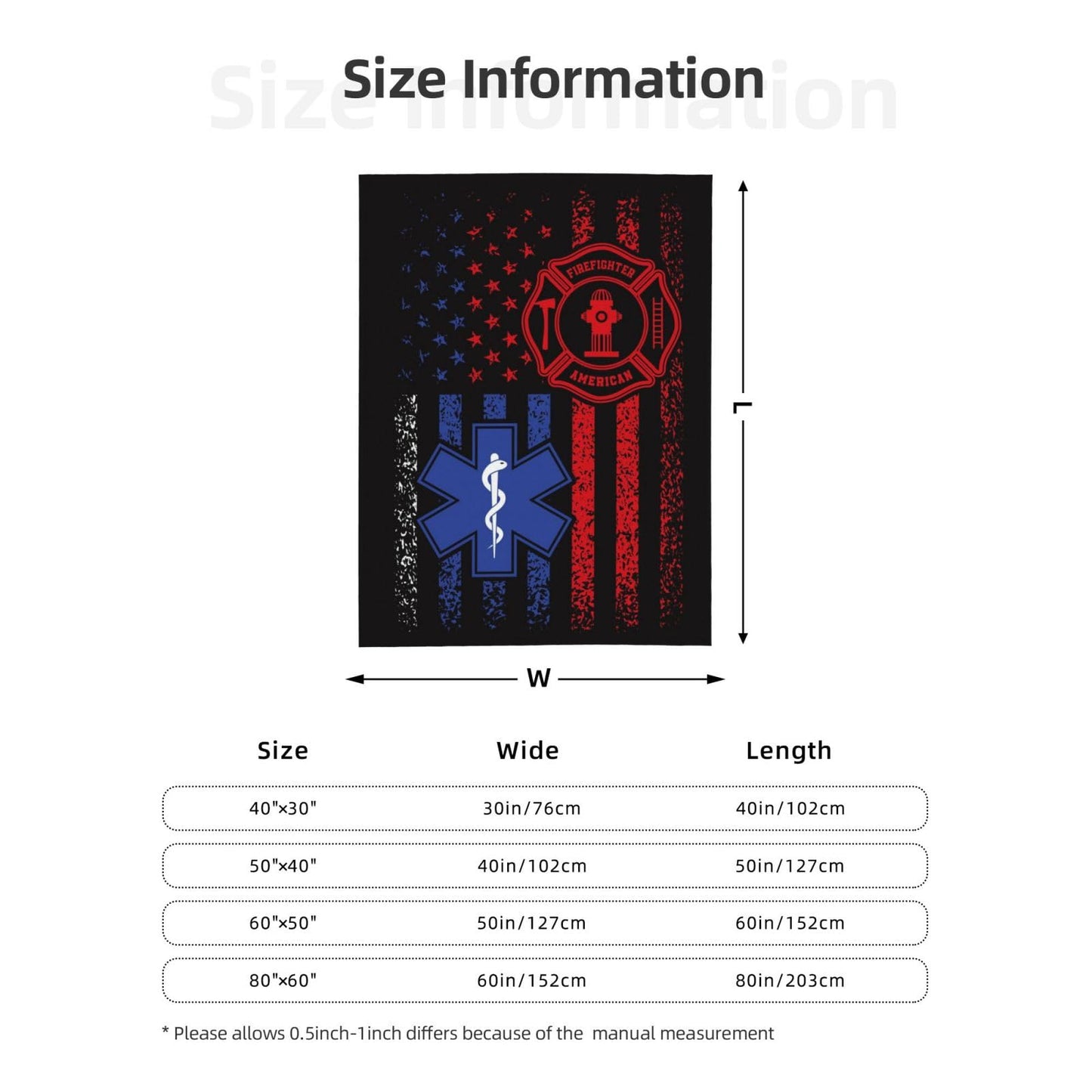 EMS Firefighter Blanket 80"x60" Soft Cozy Firefighter Gifts Blankets Warm Lightweight Plush Fleece Throws EMS Gift for Men Women