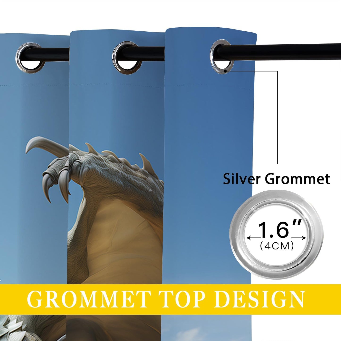 ONINUO Flying Dragon Blackout Curtains for Girls Boy Home Decor, Fantasy Magic Animals Game Grommet Thermal Insulated Drapes Darkening Window Curtain for Bedroom Living Room, 42 x 45 Inch