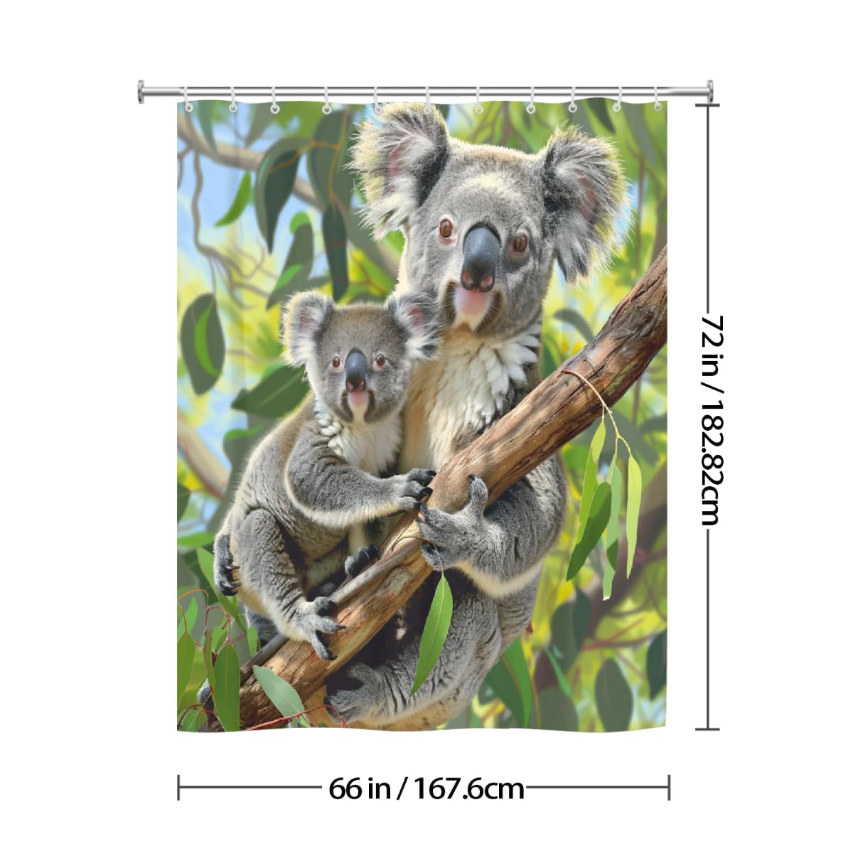 Ivolege Shower Curtain with Hooks, Koala Shower Curtain