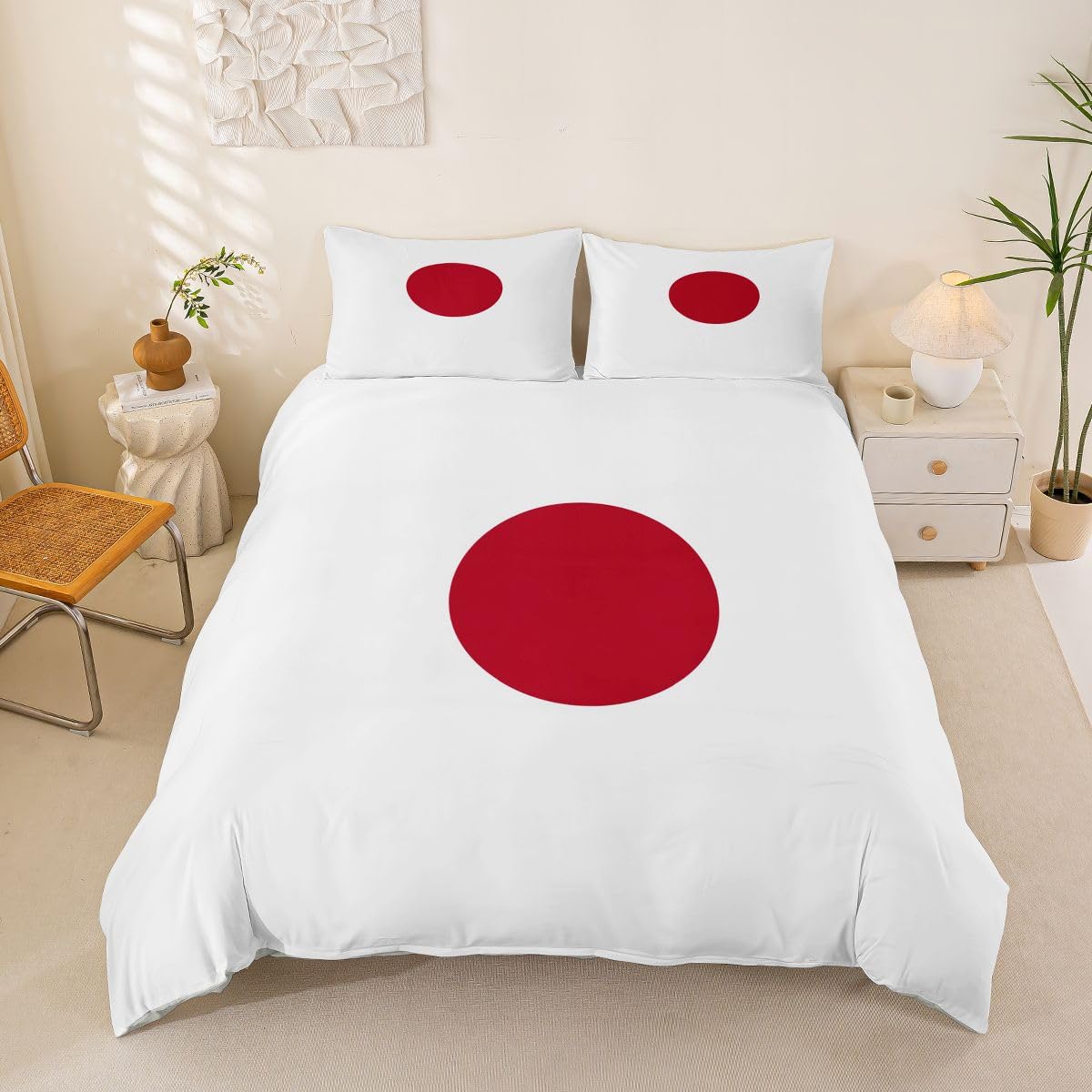 Feelyou Japanese Flag Duvet Cover Queen Size Boys Girls Japan Bedding Set Breathable Soft World Countries Comforter Cover 3Pcs International Flag Bedroom Decor
